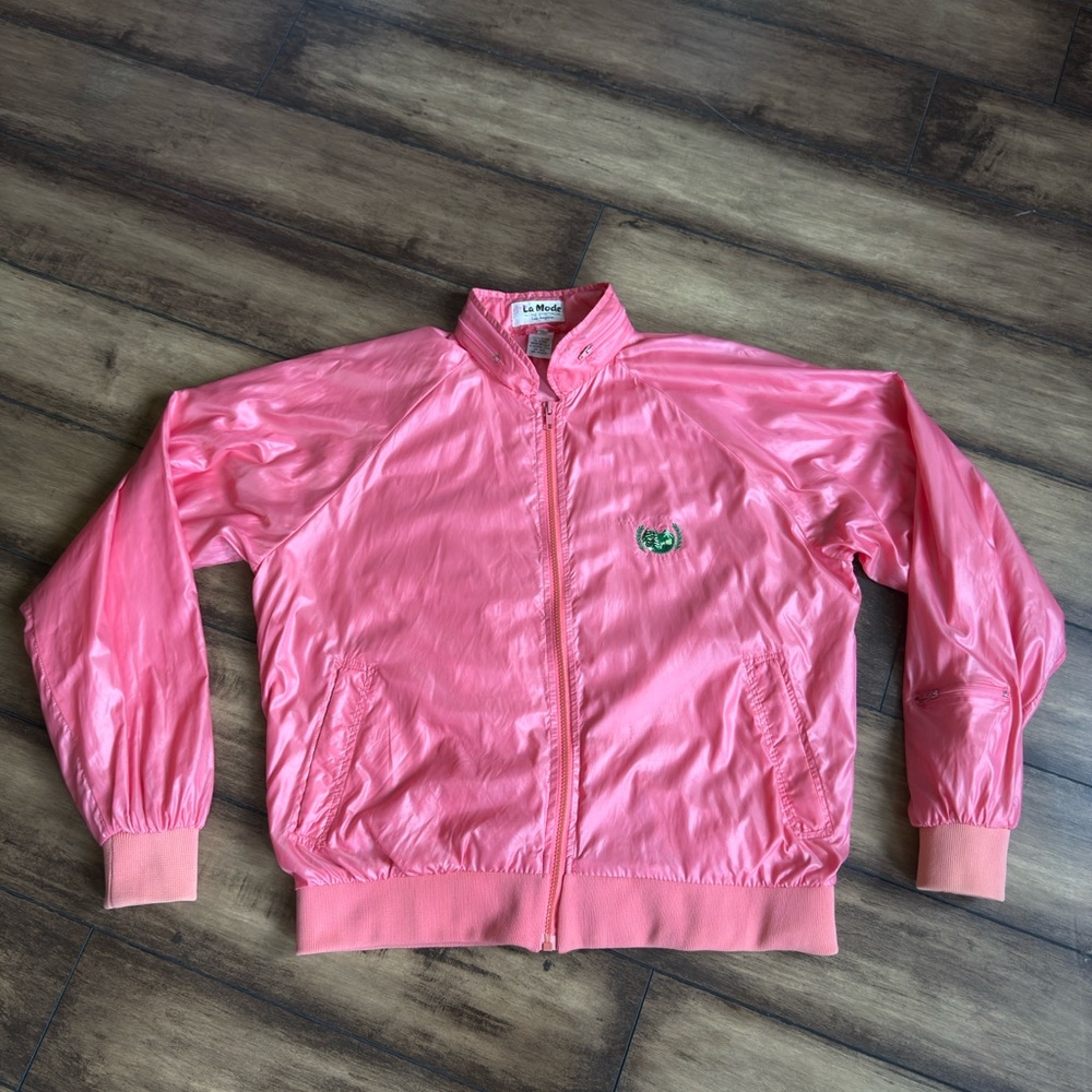 Vintage Vibrant Pink Windbreaker Golf Jacket
